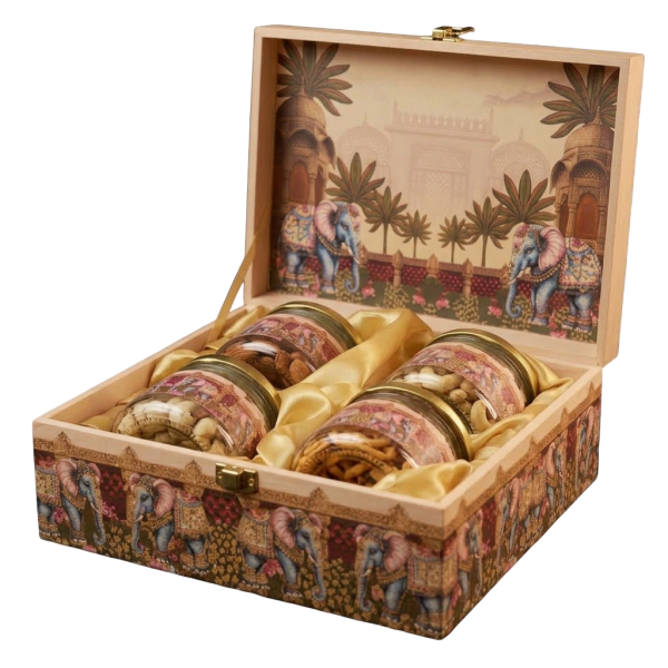 4 Jar Box Elephant Design