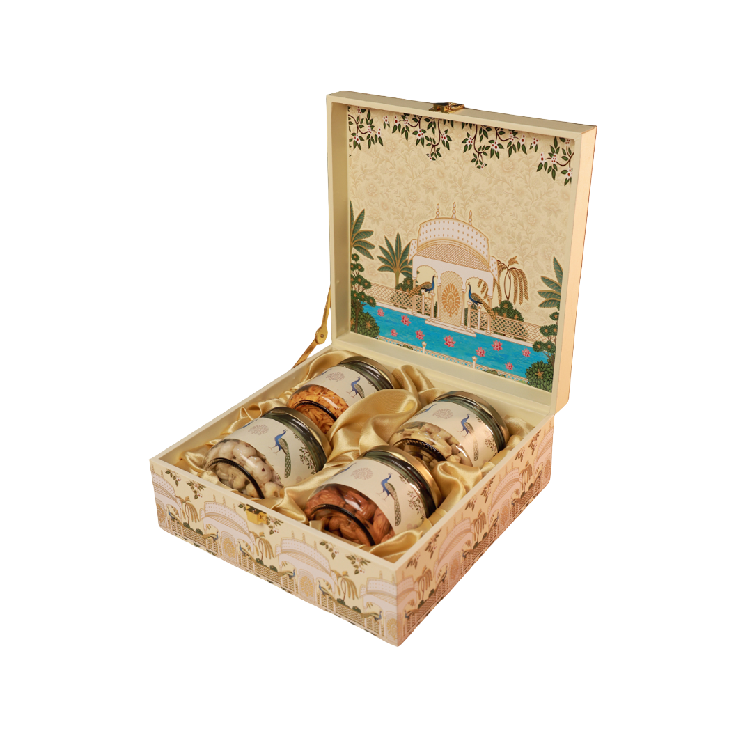 4 Jar Box Peacock Design