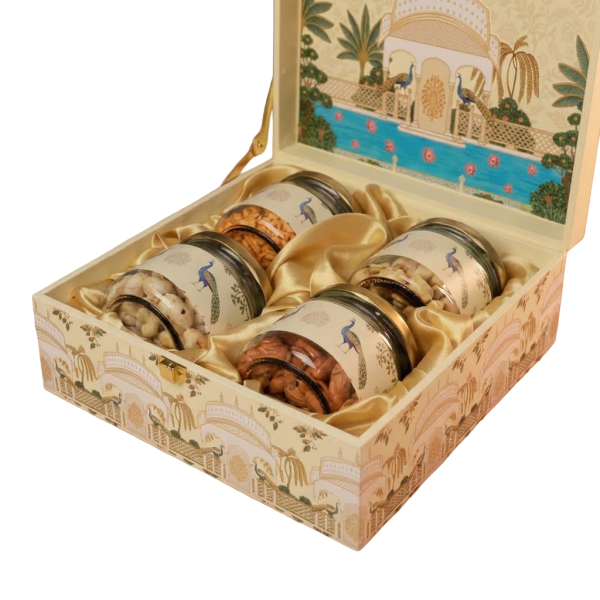 4 Jar Box Peacock Design