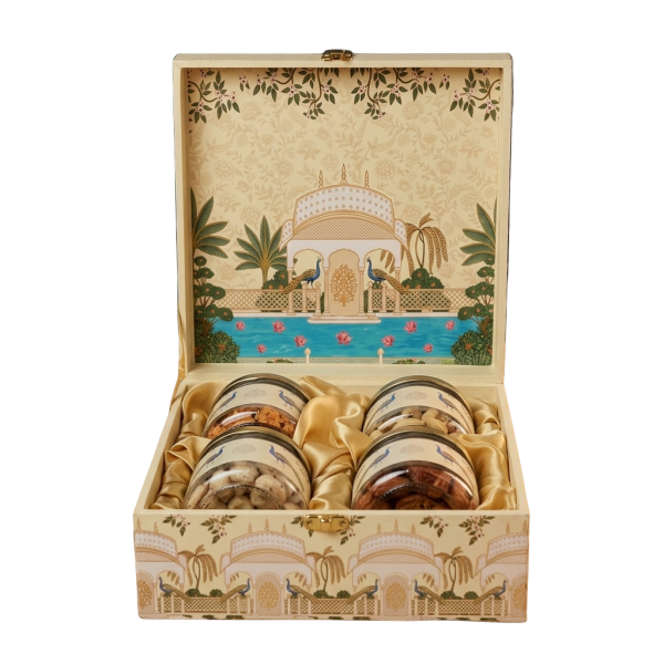 4 Jar Box Peacock Design
