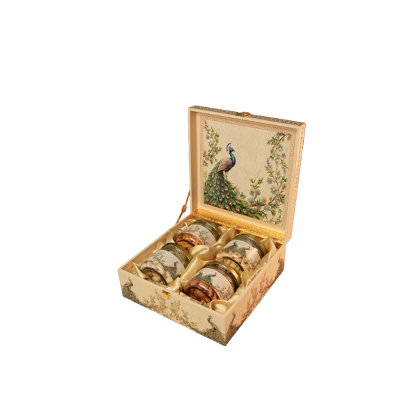 4 Jar Box Peacock Luxe