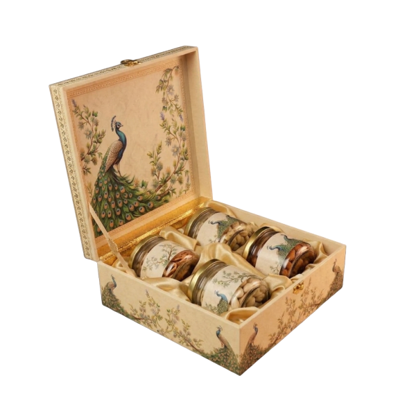 4 Jar Box Peacock Luxe