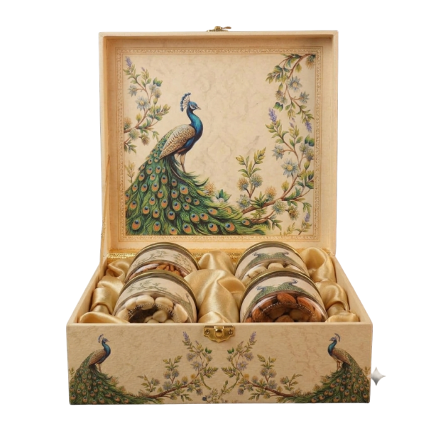 4 Jar Box Peacock Luxe