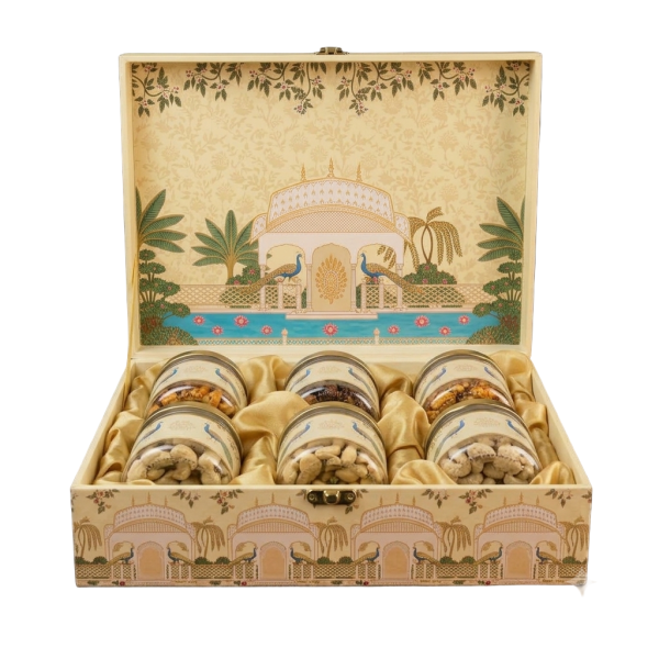 6 Jar box Peacock Design